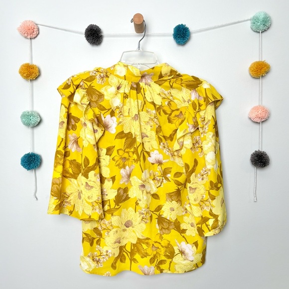 Happy X Nature Kate Hudson Yellow Floral Blouse - Picture 1 of 8